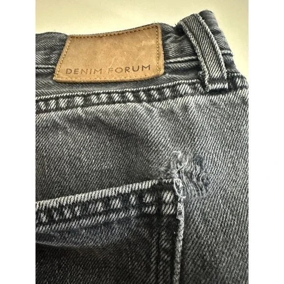 Denim Forum The Farrah High‎ Rise Wide Leg Jean Sz 31 Organic Cotton Black Denim - Picture 10 of 14